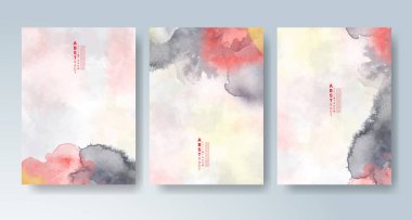 Parlak renkli vektör suluboya arkaplanlı kartlar. Randevunuz, kartpostalınız, afişiniz için tasarım.
