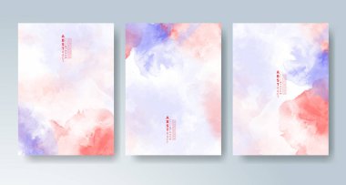 Parlak renkli vektör suluboya arkaplanlı kartlar. Randevunuz, kartpostalınız, afişiniz için tasarım.