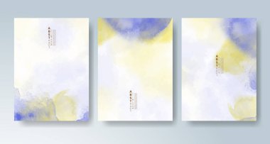 Parlak renkli vektör suluboya arkaplanlı kartlar. Randevunuz, kartpostalınız, afişiniz için tasarım.