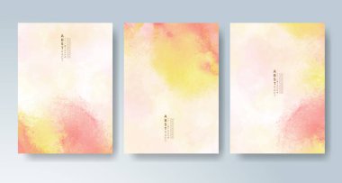 Parlak renkli vektör suluboya arkaplanlı kartlar. Randevunuz, kartpostalınız, afişiniz için tasarım.