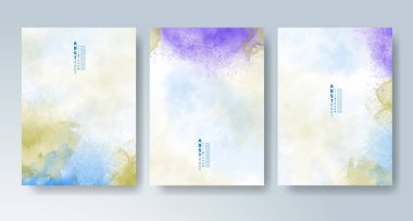 Parlak renkli vektör suluboya arkaplanlı kartlar. Randevunuz, kartpostalınız, afişiniz için tasarım.