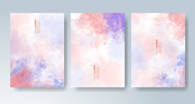 Parlak renkli vektör suluboya arkaplanlı kartlar. Randevunuz, kartpostalınız, afişiniz için tasarım.