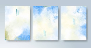 Parlak renkli vektör suluboya arkaplanlı kartlar. Randevunuz, kartpostalınız, afişiniz için tasarım.