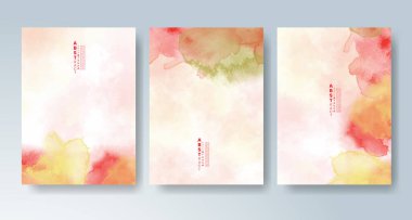 Parlak renkli vektör suluboya arkaplanlı kartlar. Randevunuz, kartpostalınız, afişiniz için tasarım.