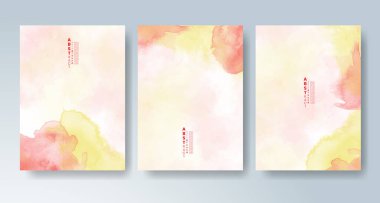 Parlak renkli vektör suluboya arkaplanlı kartlar. Randevunuz, kartpostalınız, afişiniz için tasarım.