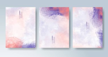 Parlak renkli vektör suluboya arkaplanlı kartlar. Randevunuz, kartpostalınız, afişiniz için tasarım.