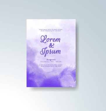 Soyut suluboya arkaplan içeren düğün davetiyesi