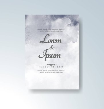 Soyut suluboya arkaplan içeren düğün davetiyesi