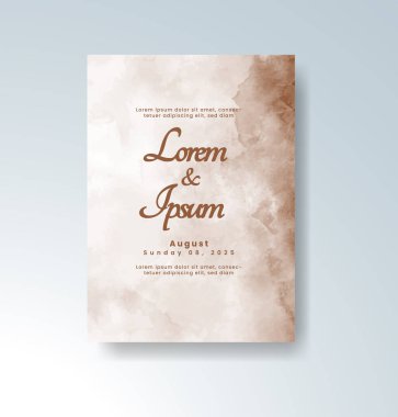 Soyut suluboya arkaplan içeren düğün davetiyesi