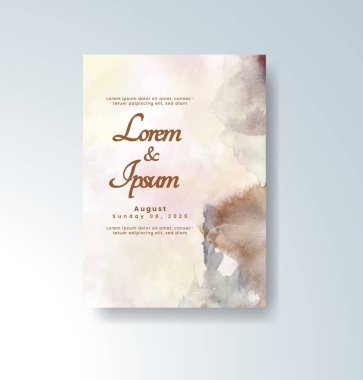 Soyut suluboya arkaplan içeren düğün davetiyesi