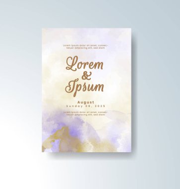 Soyut suluboya arkaplan içeren düğün davetiyesi