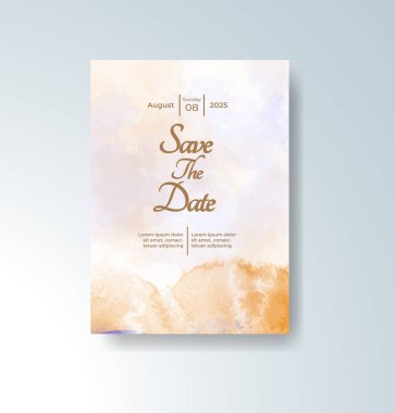 Soyut suluboya arkaplan içeren düğün davetiyesi