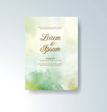 Soyut suluboya arkaplan içeren düğün davetiyesi