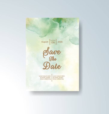 Soyut suluboya arkaplan içeren düğün davetiyesi