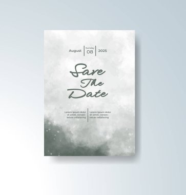 Soyut suluboya arkaplan içeren düğün davetiyesi