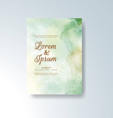 Soyut suluboya arkaplan içeren düğün davetiyesi