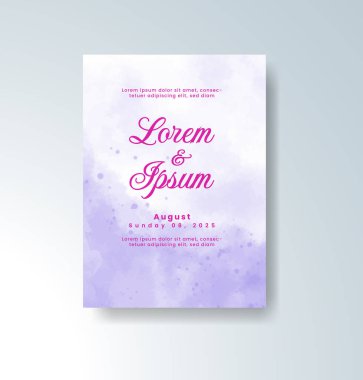 Soyut suluboya arkaplan içeren düğün davetiyesi