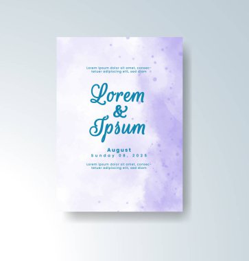 Soyut suluboya arkaplan içeren düğün davetiyesi