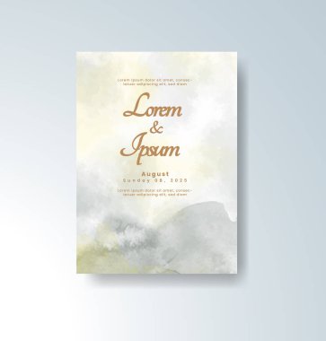 Soyut suluboya arkaplan içeren düğün davetiyesi