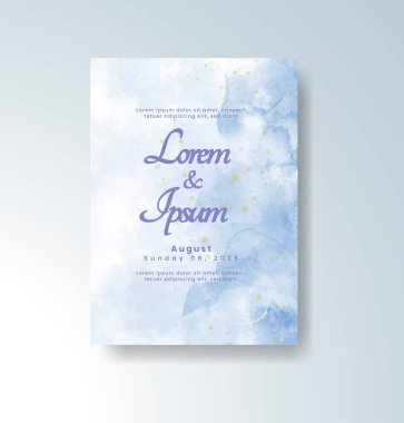 Soyut suluboya arkaplan içeren düğün davetiyesi