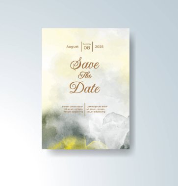 Soyut suluboya arkaplan içeren düğün davetiyesi