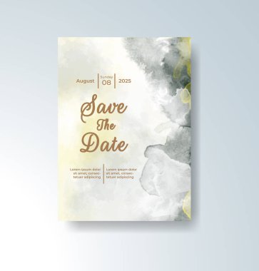 Soyut suluboya arkaplan içeren düğün davetiyesi