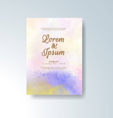 Soyut suluboya arkaplan içeren düğün davetiyesi