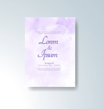 Soyut suluboya arkaplan içeren düğün davetiyesi