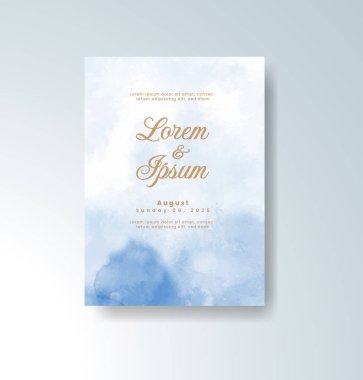 Soyut suluboya arkaplan içeren düğün davetiyesi