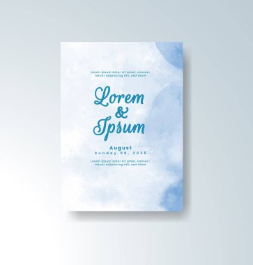 Soyut suluboya arkaplan içeren düğün davetiyesi