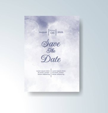 Soyut suluboya arkaplan içeren düğün davetiyesi