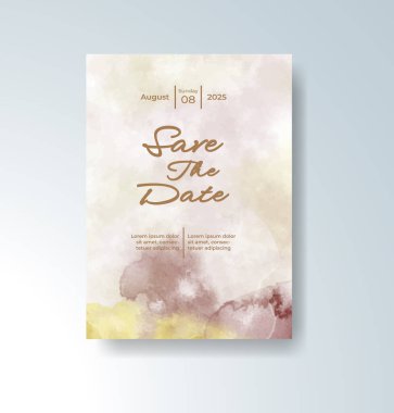 Soyut suluboya arkaplan içeren düğün davetiyesi