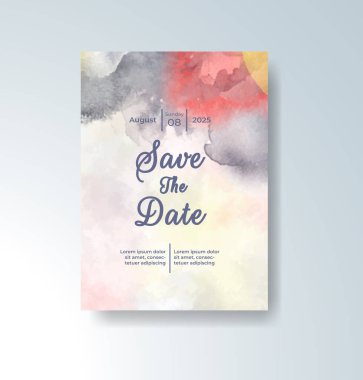 Soyut suluboya arkaplan içeren düğün davetiyesi