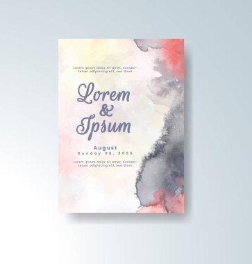 Soyut suluboya arkaplan içeren düğün davetiyesi