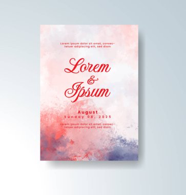 Soyut suluboya arkaplan içeren düğün davetiyesi