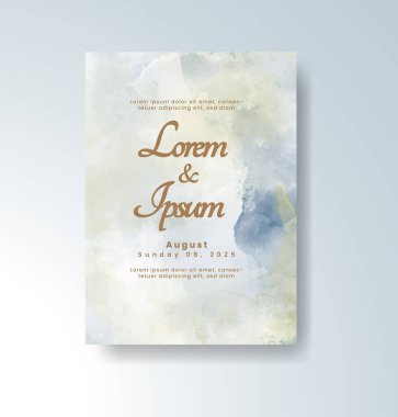 Soyut suluboya arkaplan içeren düğün davetiyesi