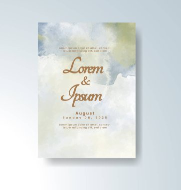 Soyut suluboya arkaplan içeren düğün davetiyesi