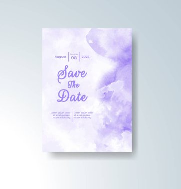 Soyut suluboya arkaplan içeren düğün davetiyesi