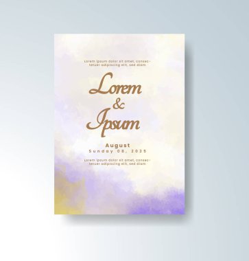 Soyut suluboya arkaplan içeren düğün davetiyesi