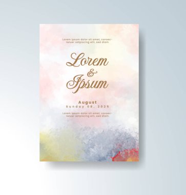Soyut suluboya arkaplan içeren düğün davetiyesi