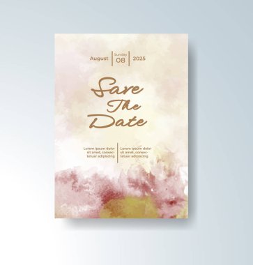 Soyut suluboya arkaplan içeren düğün davetiyesi