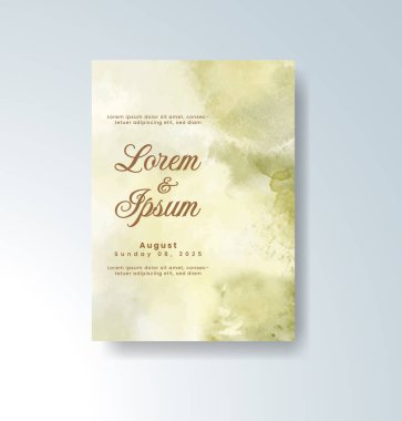 Soyut suluboya arkaplan içeren düğün davetiyesi