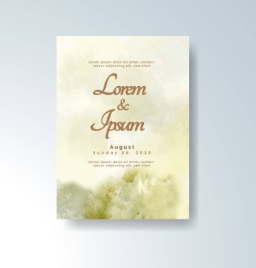 Soyut suluboya arkaplan içeren düğün davetiyesi
