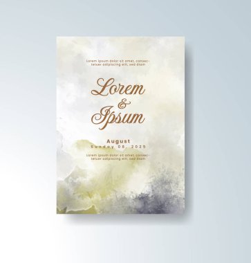 Soyut suluboya arkaplan içeren düğün davetiyesi