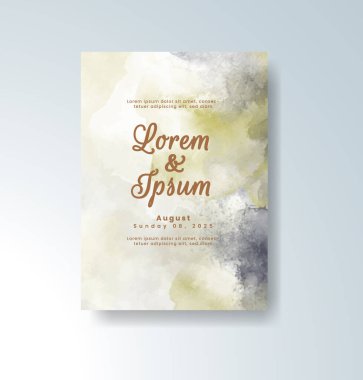 Soyut suluboya arkaplan içeren düğün davetiyesi