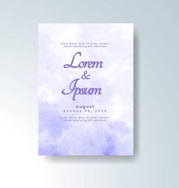 Soyut suluboya arkaplan içeren düğün davetiyesi