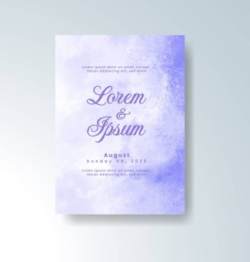 Soyut suluboya arkaplan içeren düğün davetiyesi