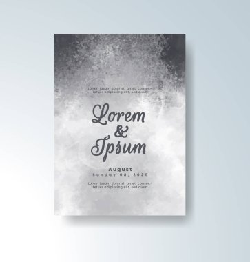 Soyut suluboya arkaplan içeren düğün davetiyesi