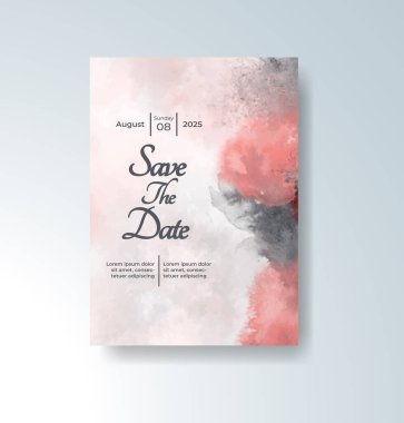 Soyut suluboya arkaplan içeren düğün davetiyesi