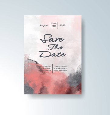 Soyut suluboya arkaplan içeren düğün davetiyesi